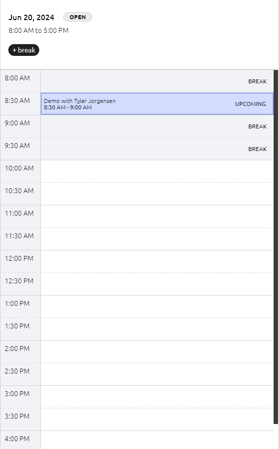 Inserting the time breaks