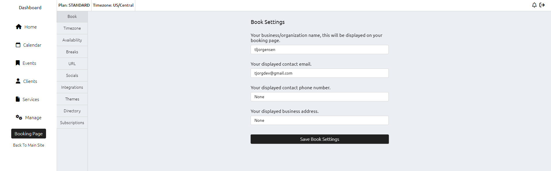 Omnibooking book settings