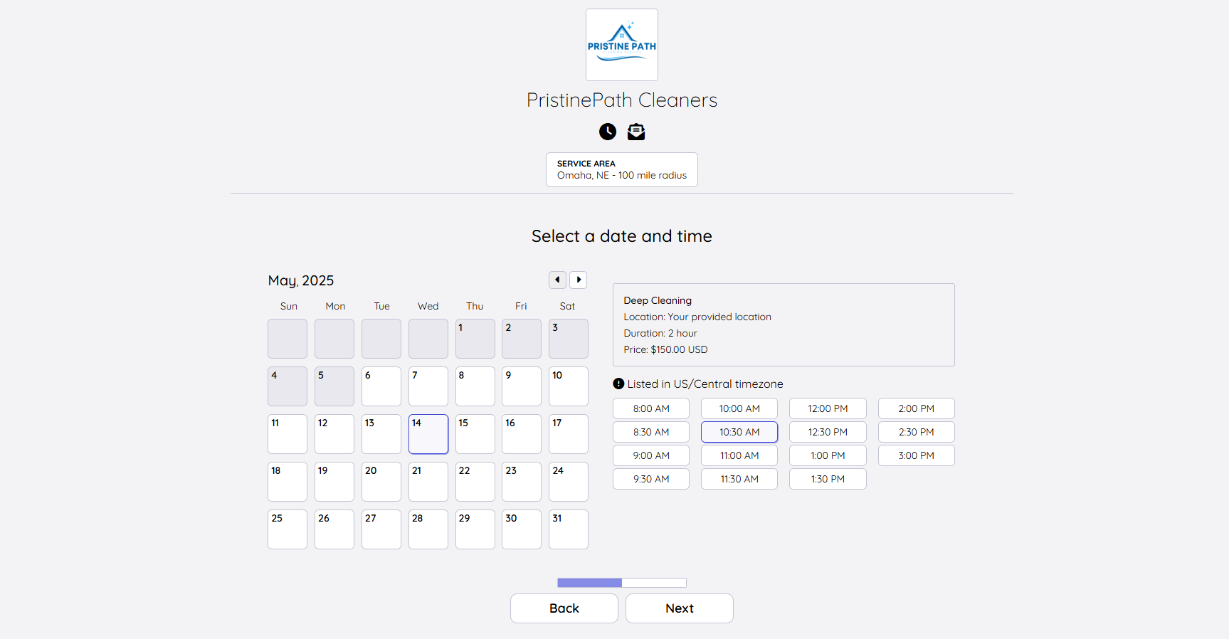 Cleaning service scheduling